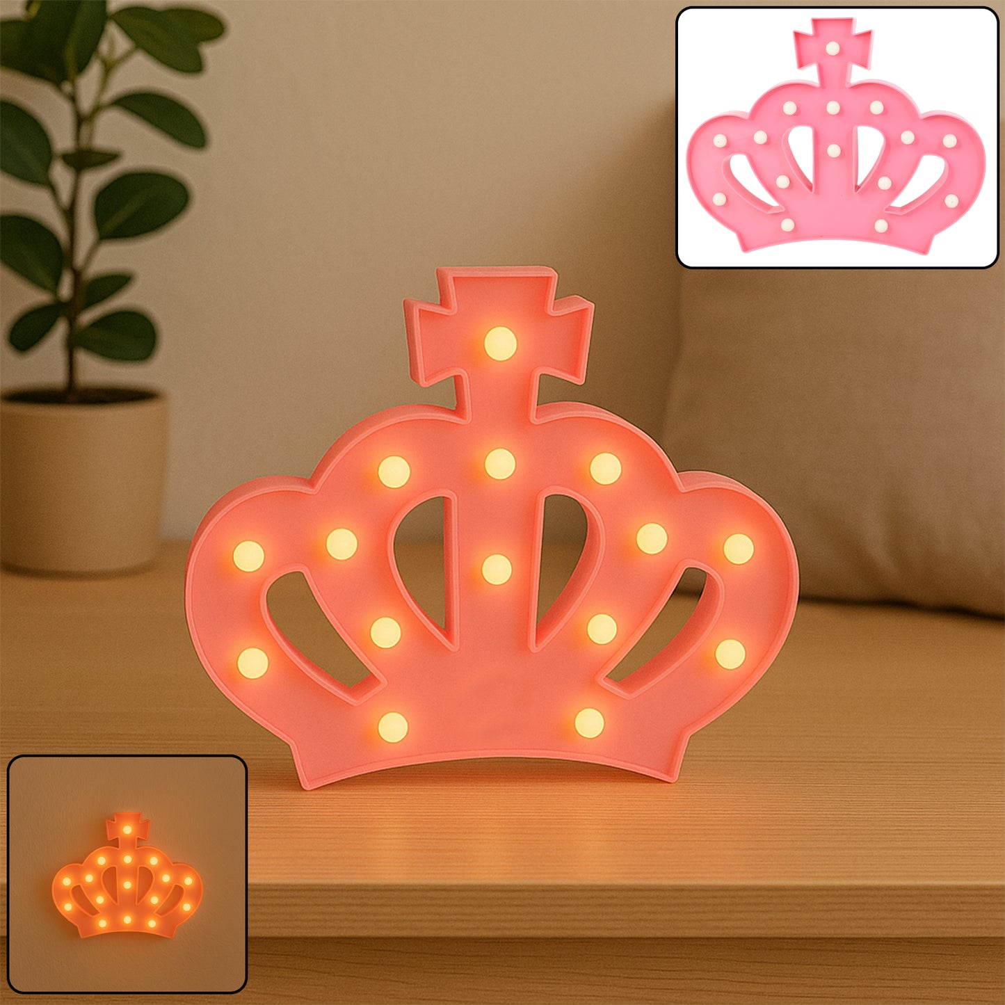 Wukusy crown-shaped LED decorative night light for home decor, featuring a regal crown design in warm lighting.