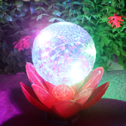 Wukusy Crystal Ball Lotus LED Decorative Light for home decor, featuring a glowing lotus design in a clear crystal ball.