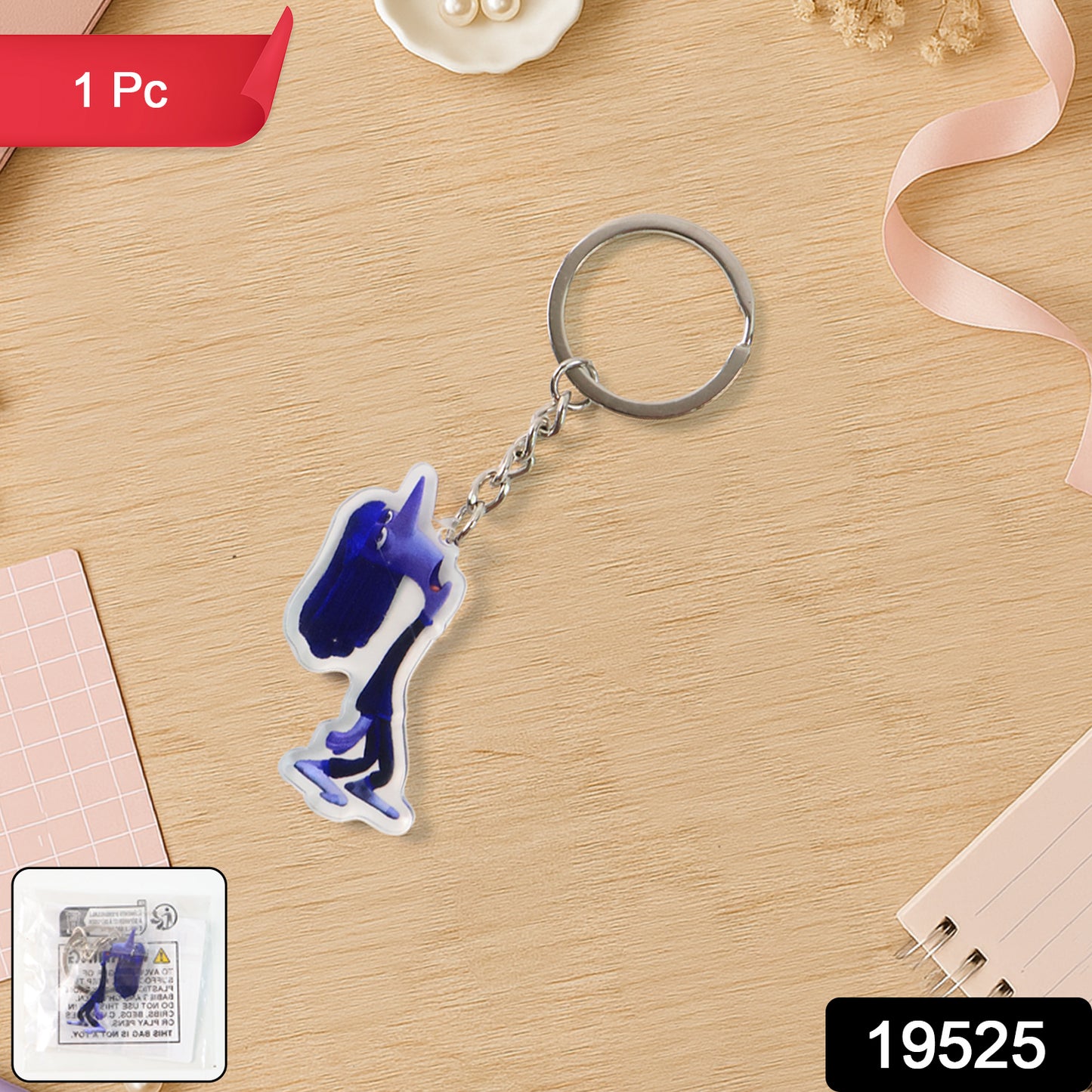 Cute cartoon character acrylic keychain by Wukusy, featuring a colorful animated design, perfect for home decor or accessories.