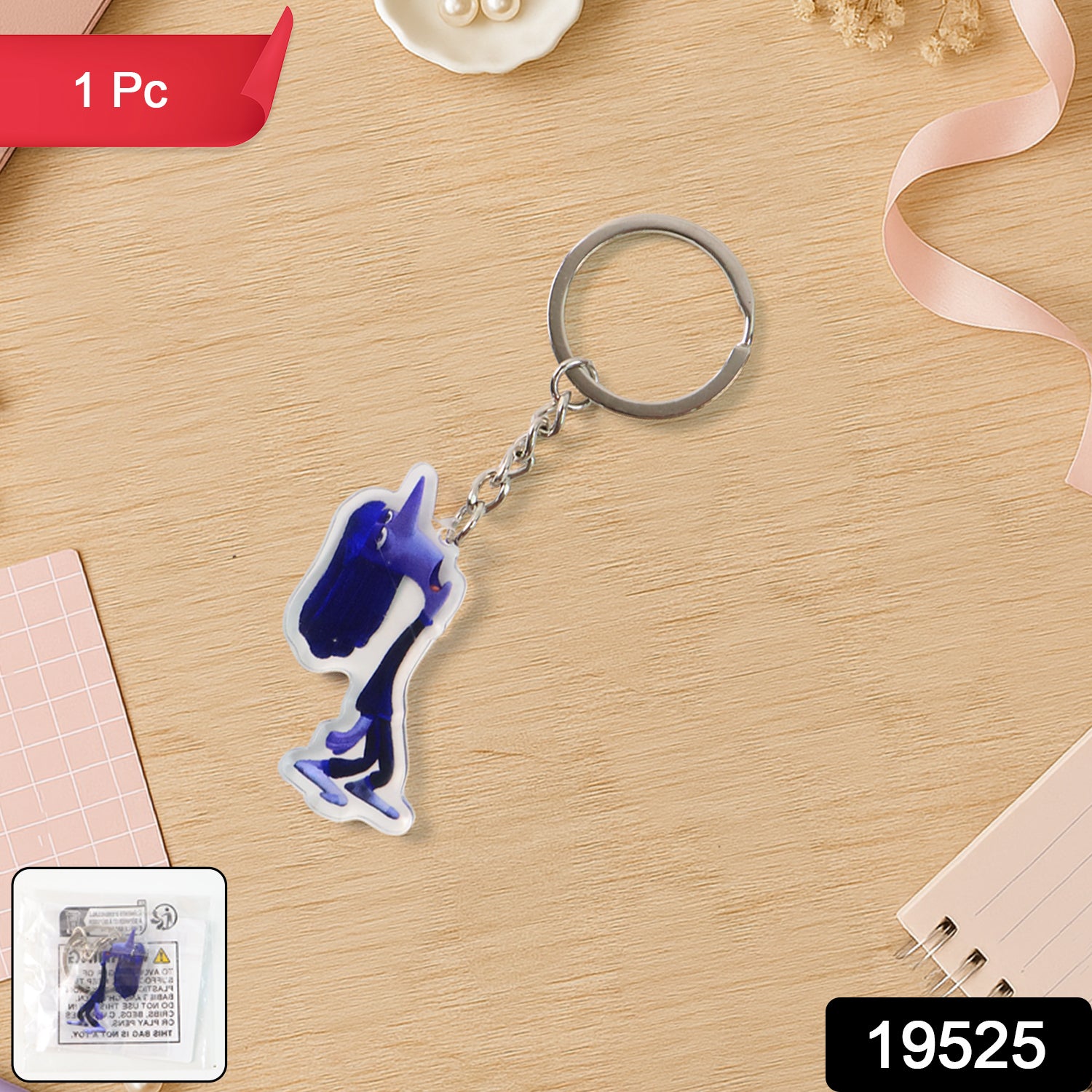 Cute cartoon character acrylic keychain by Wukusy, featuring a colorful animated design, perfect for home decor or accessories.