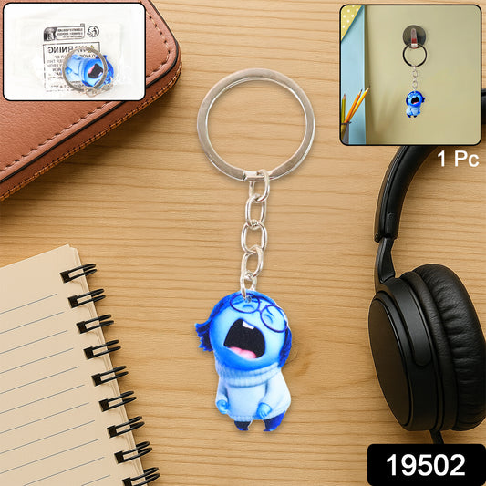 Wukusy cute cartoon girl character keychain for kids' bags and stationery, featuring colorful, playful design.