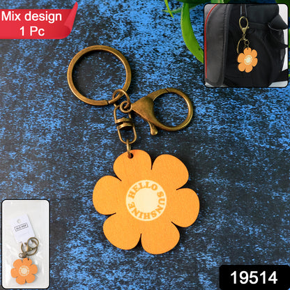 Cute flower-shaped keychain by Wukusy, featuring a colorful mixed design, perfect for home decor or accessories.