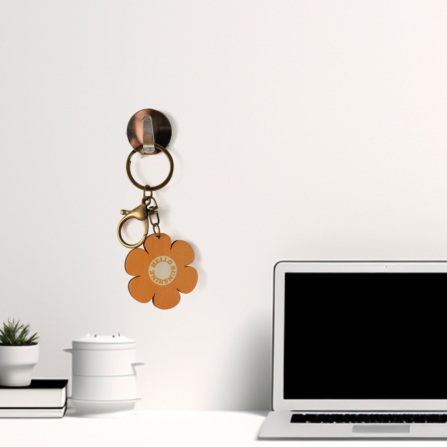 Cute flower-shaped keychain from Wukusy, featuring a colorful mixed design, perfect for home decor or accessories.