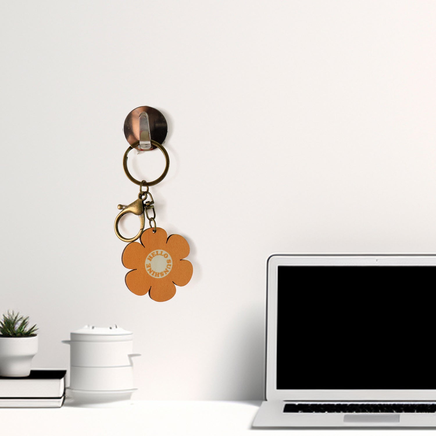Cute flower-shaped keychain from Wukusy, featuring a colorful mixed design, perfect for home decor or accessories.