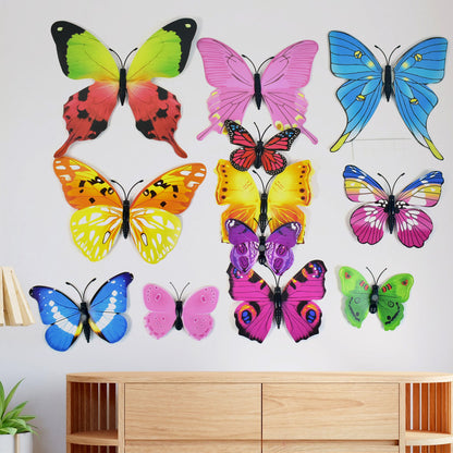 Colorful butterfly wall stickers set by Wukusy, decorative home decor featuring 12 vibrant butterfly decals for wall decoration.