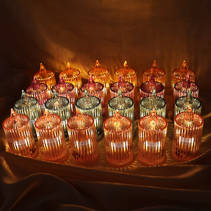Set of 24 flameless electronic LED candles by Wukusy for home decor, featuring warm light and realistic flickering effects.