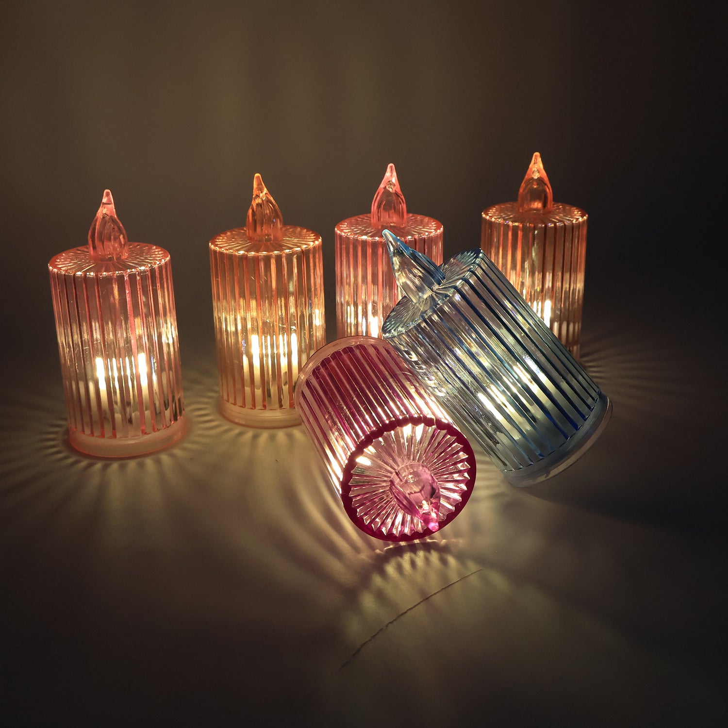 Set of six Wukusy decorative flameless LED candles for home decor, featuring realistic flickering light and safe electronic design.