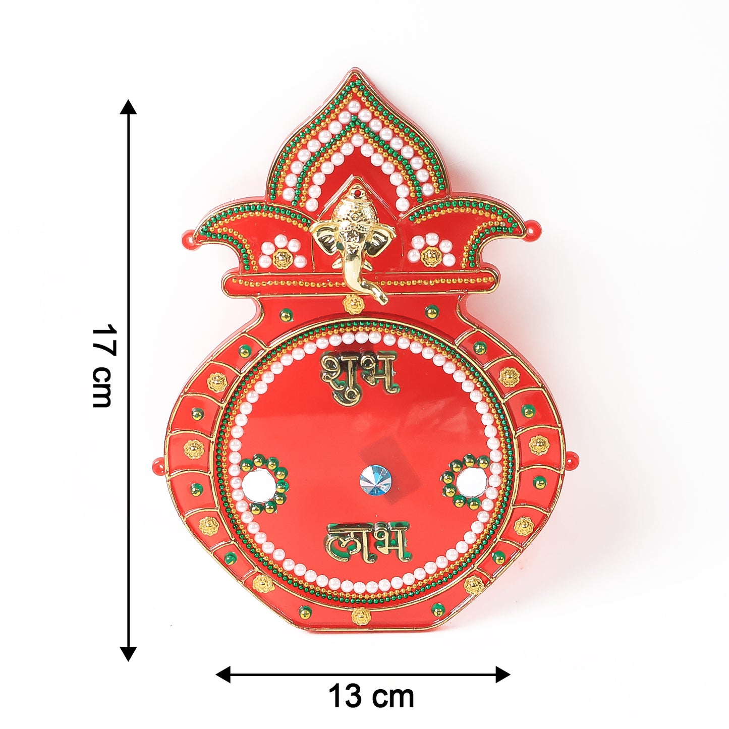 Decorative Wukusy Kalash wall hanging with Shubh Labh design, ideal for home decor and spiritual ambiance.