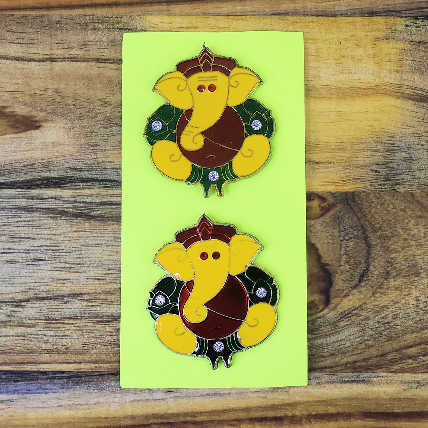 Decorative Lord Ganesha wall hanging stickers, set of 2, for home decor, featuring intricate Ganesha designs by Wukusy.