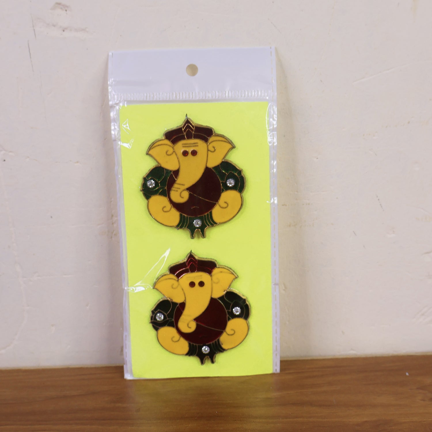 Decorative Lord Ganesha wall hanging stickers, 2-piece set for home decor, featuring intricate Ganesha designs by Wukusy.