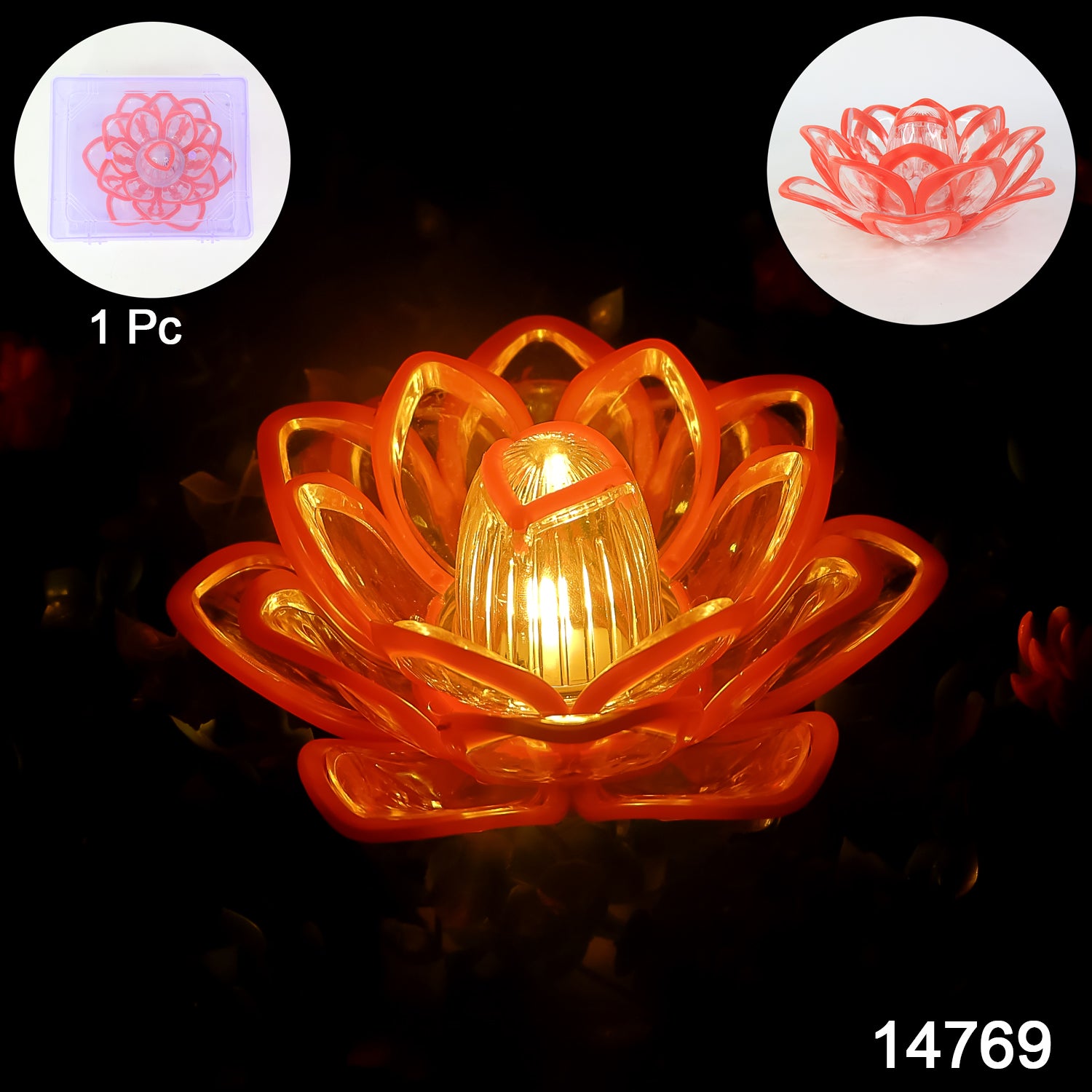 Decorative lotus-shaped LED candle light from Wukusy, ideal for home decor, featuring a soft, glowing lotus design.