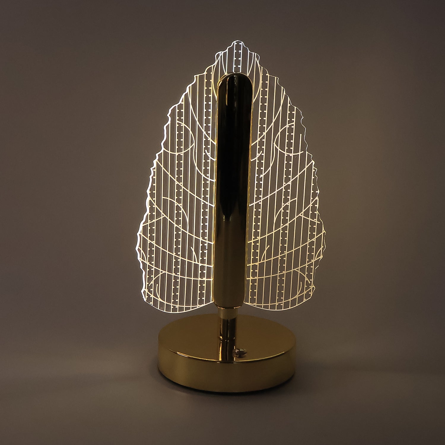 Elegant plastic LED table lamp with leaf design shade, perfect for home decor, by Wukusy.