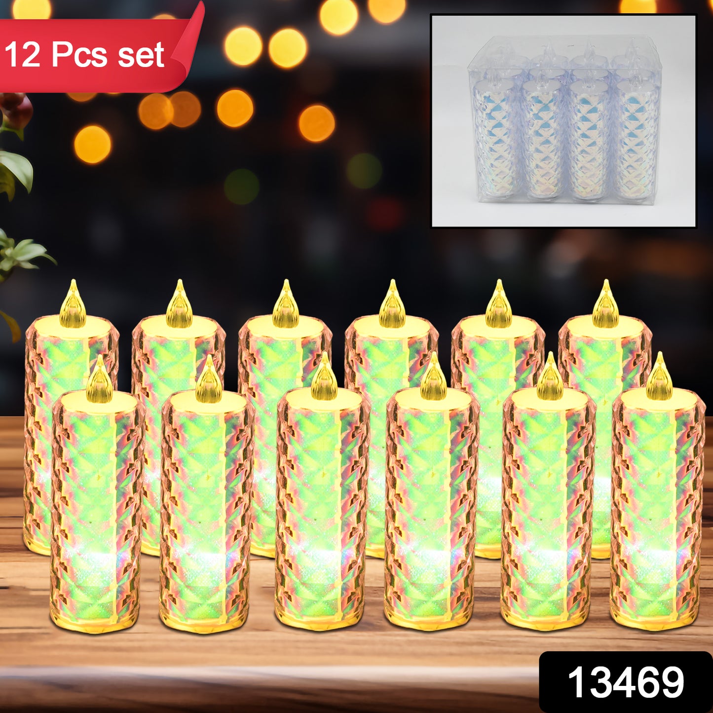 Wukusy 12-pack LED tealight candles for festive lighting, home decor, with warm glow for any occasion.