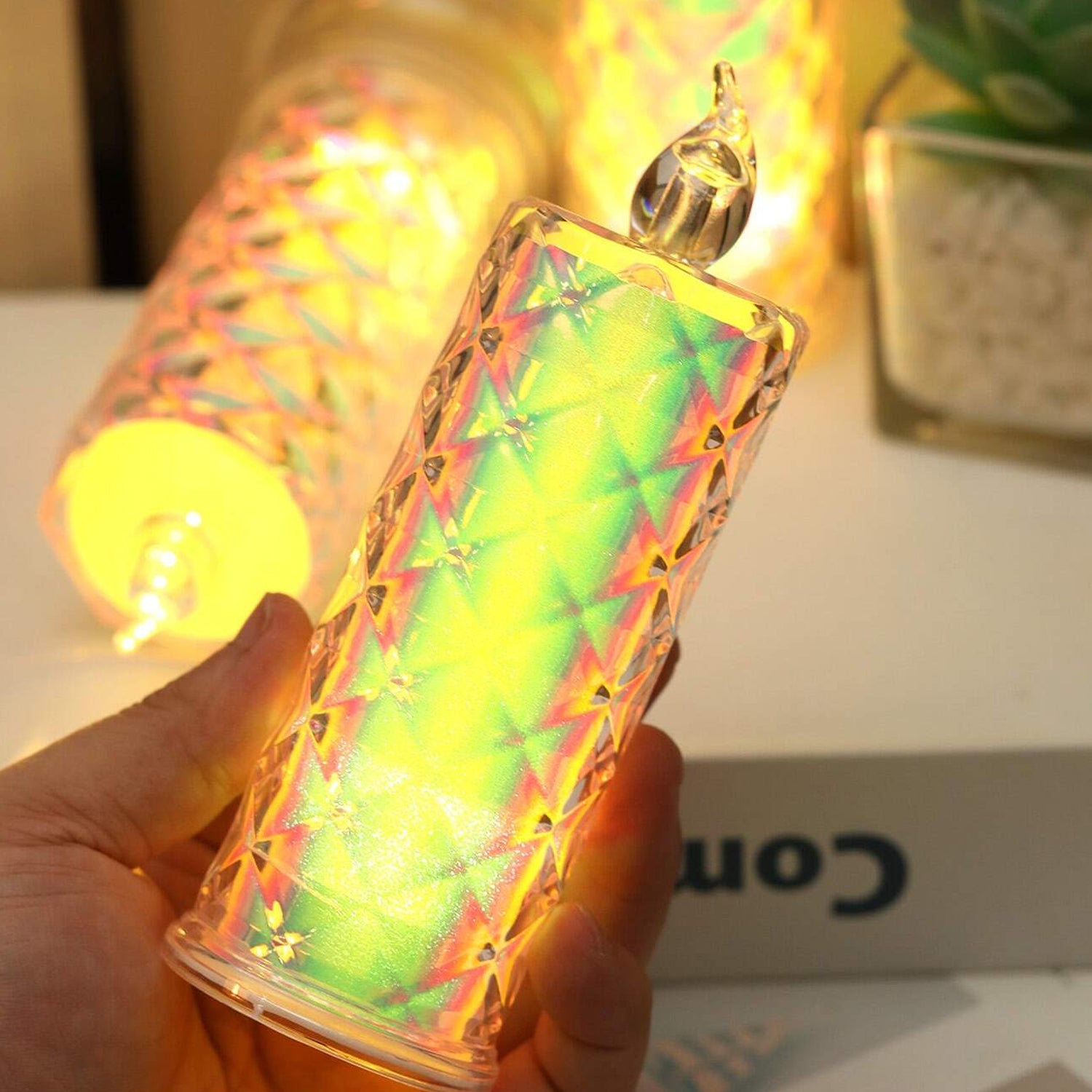 Wukusy 12-pack LED tealight candles for festive home decor, warm ambient lighting for any occasion.