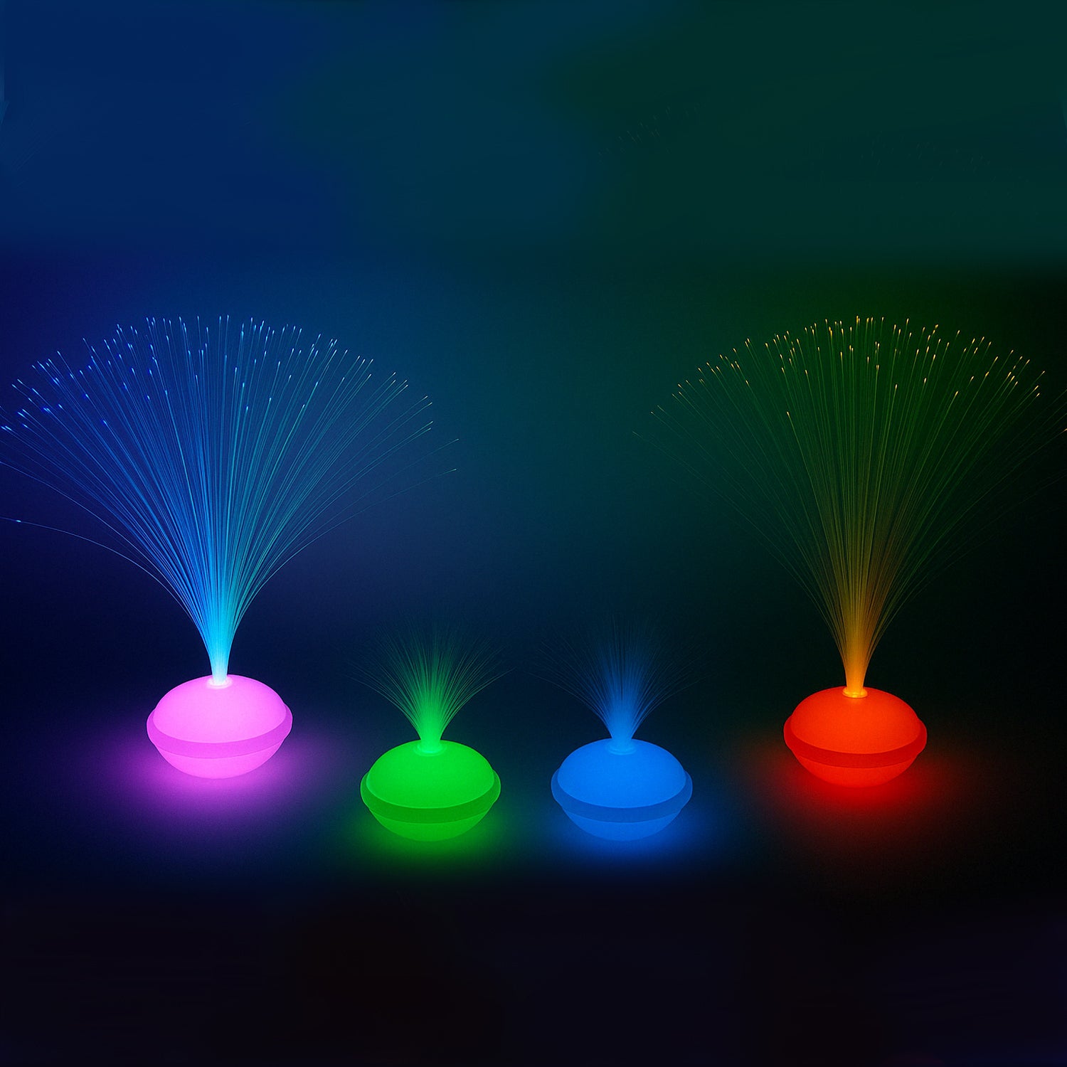 Set of 12 fiber optic LED night lamps by Wukusy, home decor with colorful, glowing light effects for cozy ambiance.
