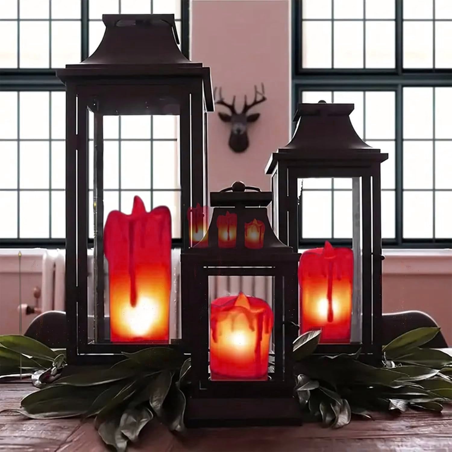 Wukusy flameless melted design candle for home decor, realistic LED candle with melted wax look, 1 piece.