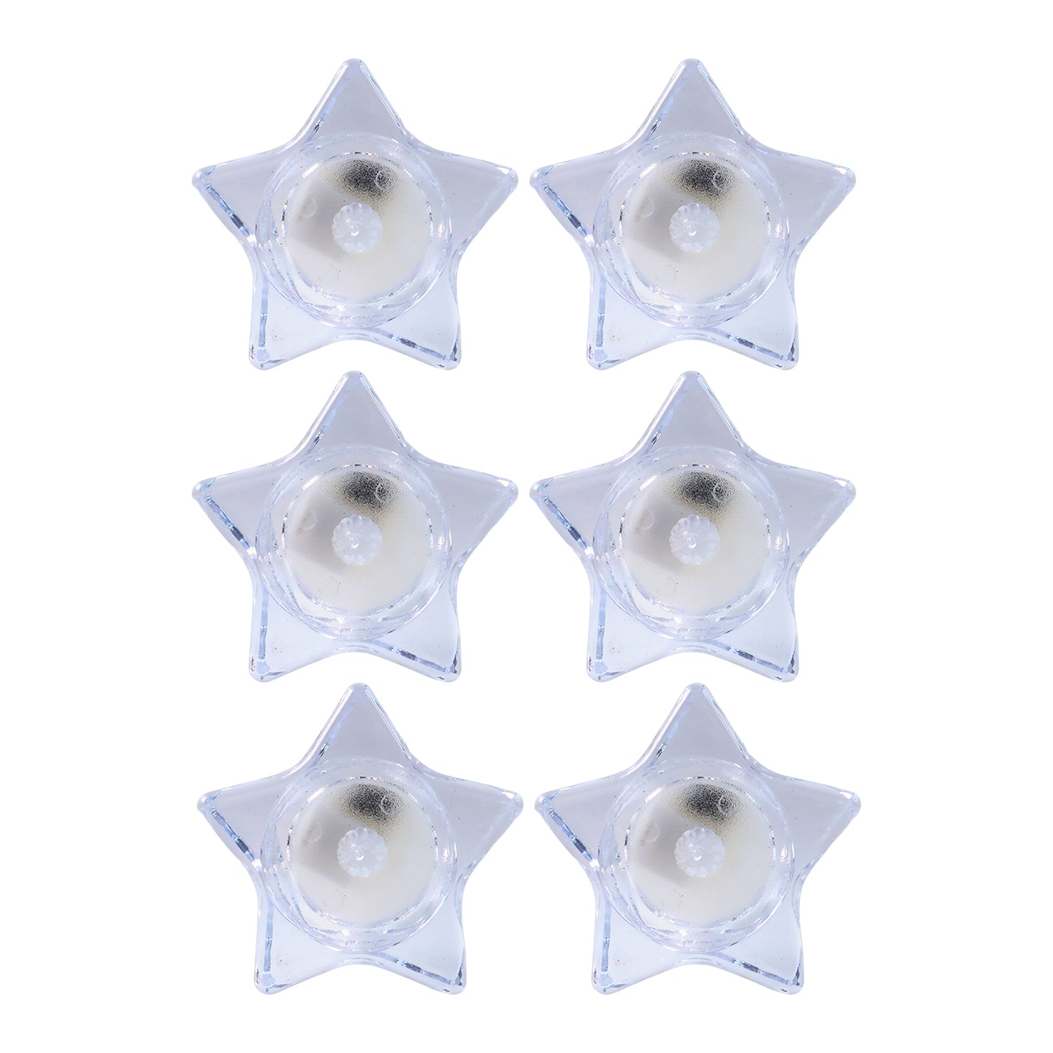 Six Wukusy flameless star-shaped LED candles in a home decor set, soft glowing and safe for ambient lighting.