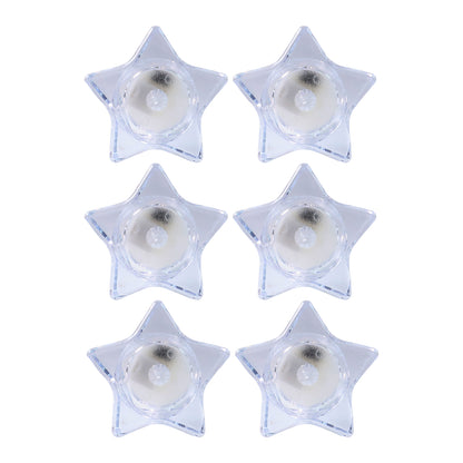 Six Wukusy flameless star-shaped LED candles in a home decor set, soft glowing and safe for ambient lighting.