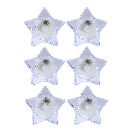 Six Wukusy flameless star-shaped LED candles in a home decor set, soft glowing and safe for ambient lighting.