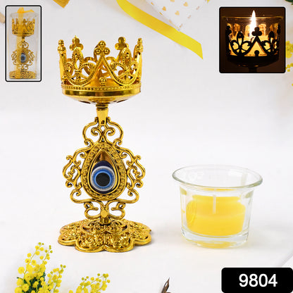 Wukusy Flower Diwali Candle Holder with plastic stand, decorative home decor for festive celebrations, set of one.
