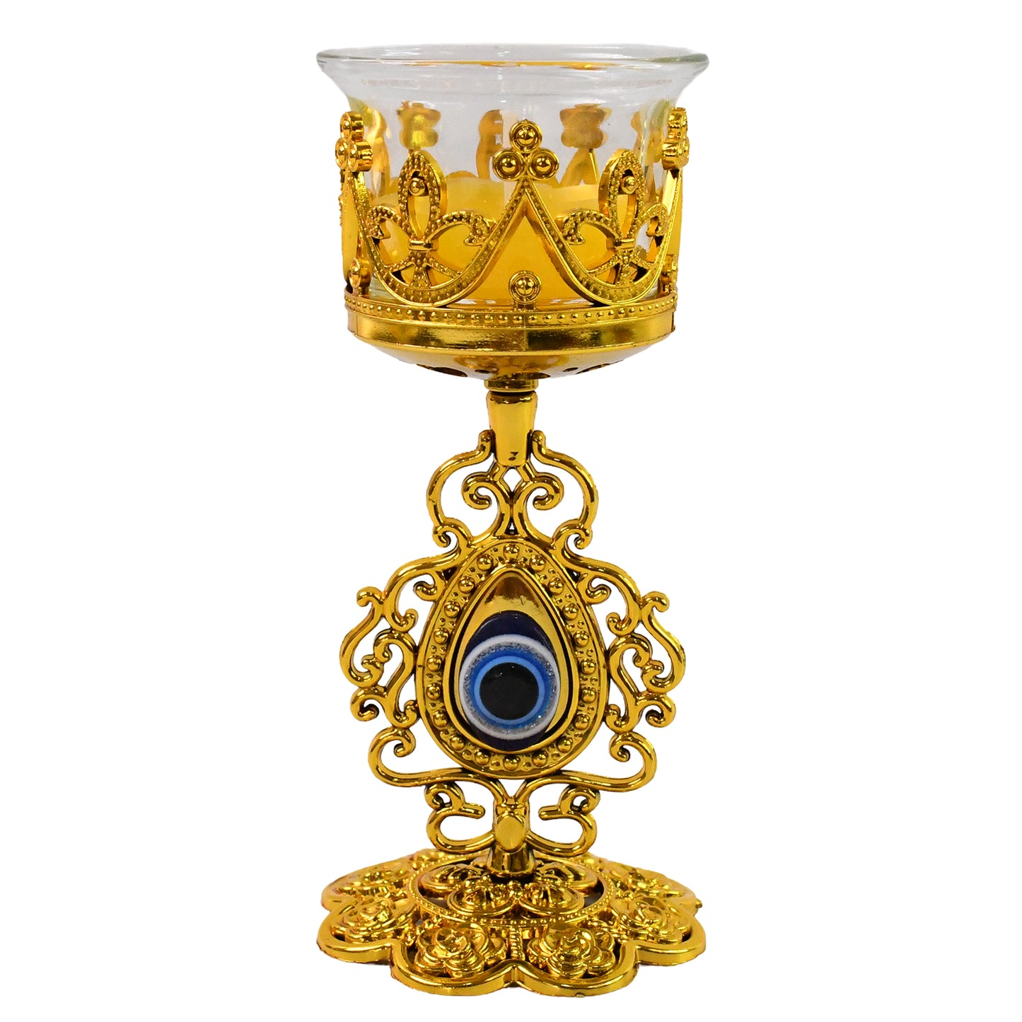 Wukusy Flower Diwali Candle Holder with plastic stand, decorative home decor piece for festive celebrations.
