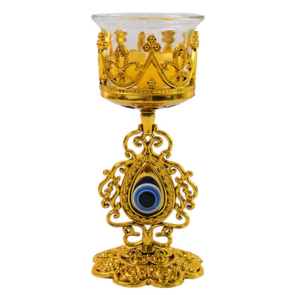 Wukusy Flower Diwali Candle Holder with plastic stand, decorative home decor piece for festive celebrations.