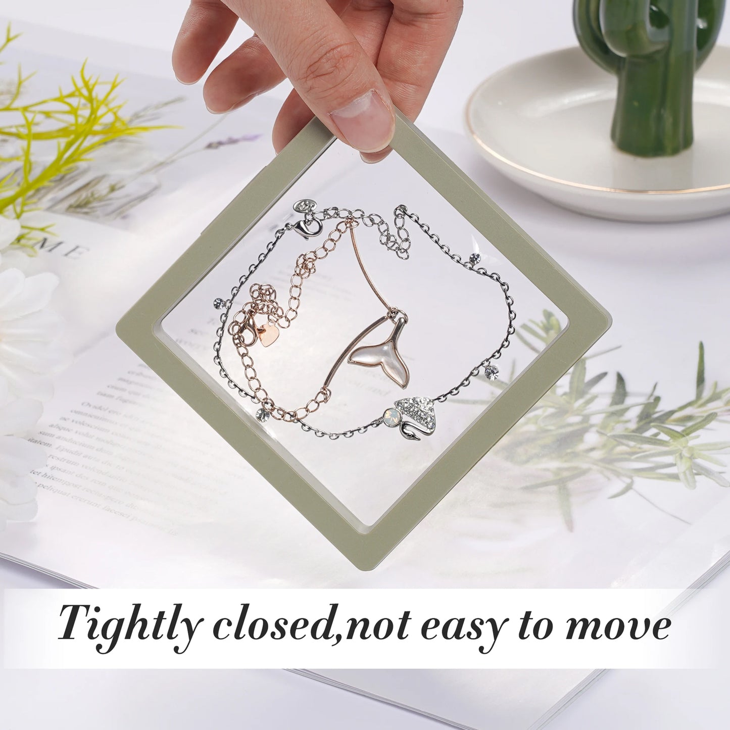Wukusy 3D floating frame display case for gift packaging, showcasing a modern home decor item with clear glass and sleek design.