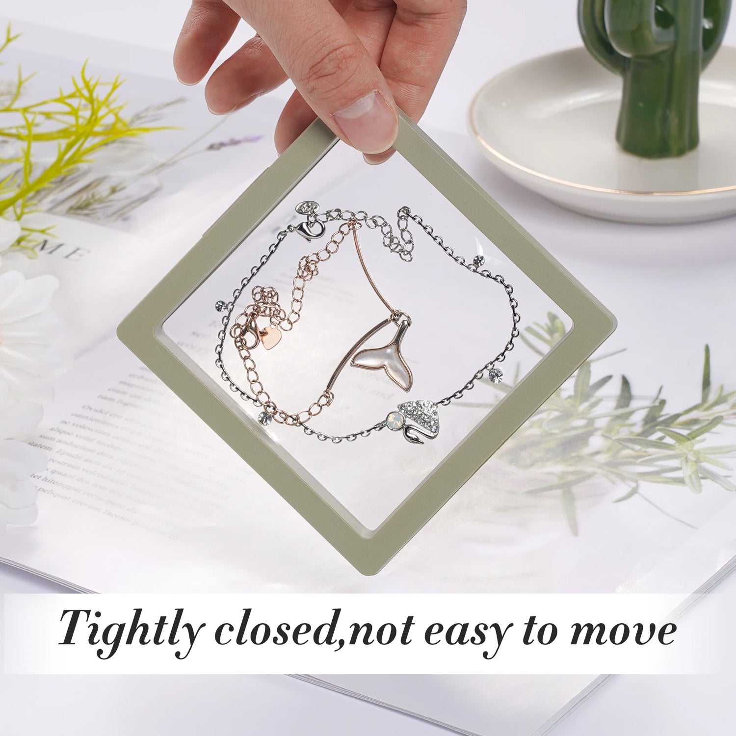 Wukusy 3D floating frame display case for gift packaging, showcasing a modern home decor item with clear glass and sleek design.