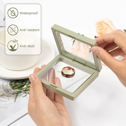 Wukusy 3D floating frame display case for gift packaging, showcasing a modern home decor item with a clear glass front and black frame