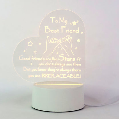 Heart shape 3D LED acrylic night lamp by Wukusy, illuminated home decor piece with a modern heart design.