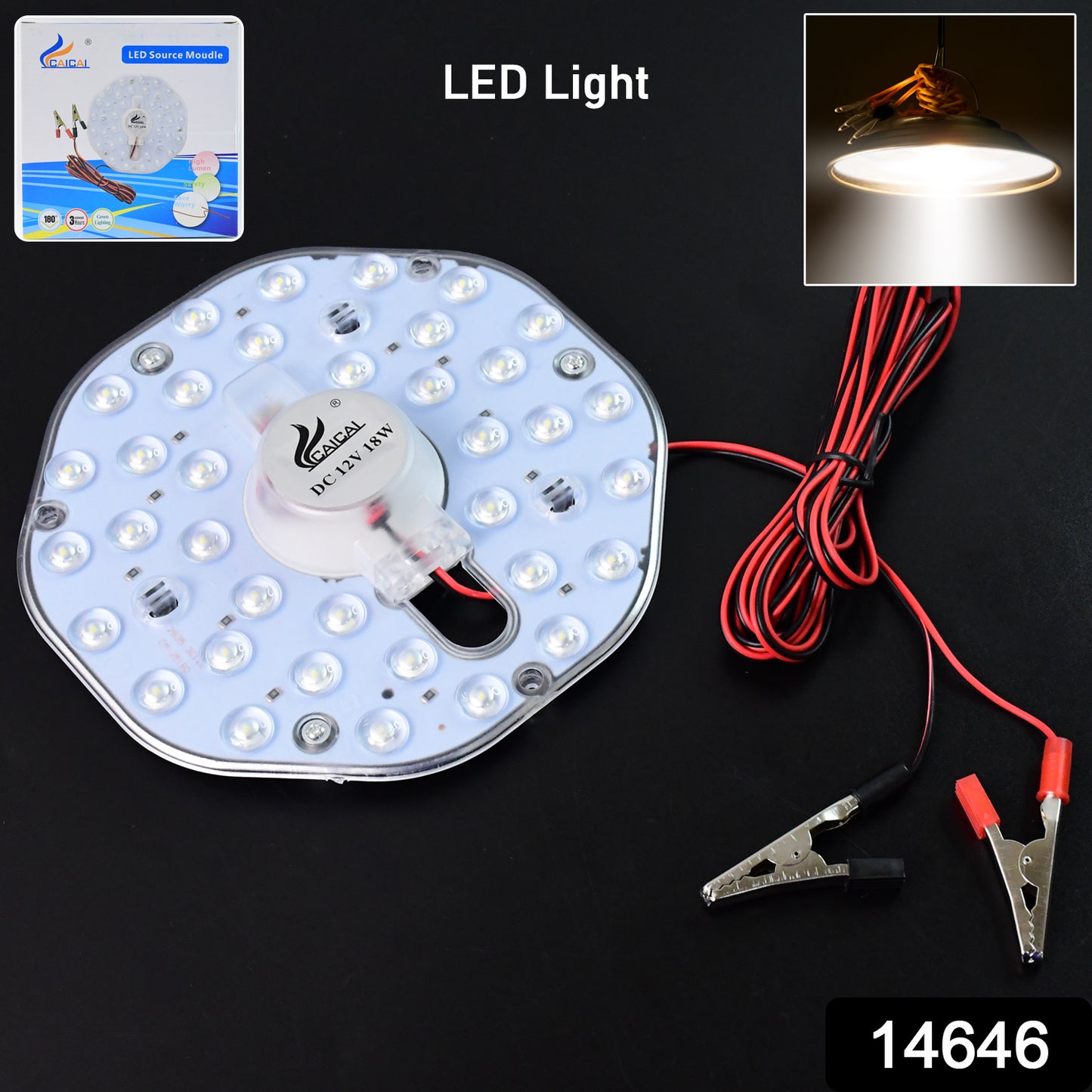 Wukusy high brightness 12V 18W round LED light module with clip wires, ideal for home decor lighting.