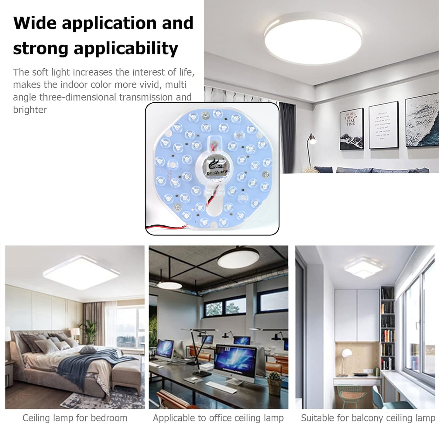 Wukusy high brightness 12V 18W round LED light module with clip wires, suitable for home decor lighting.