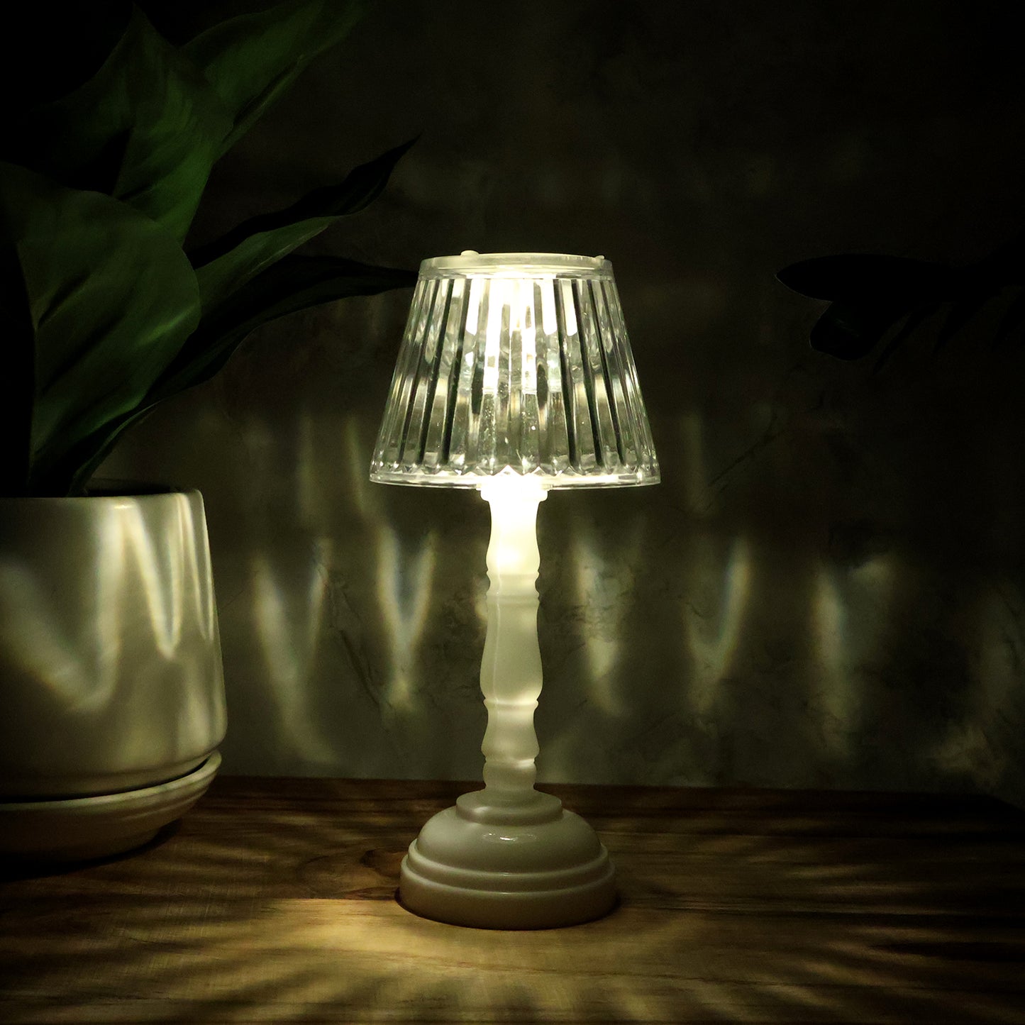 Set of four Wukusy LED crystal table lamps for home decor, featuring elegant crystal designs and modern lighting.