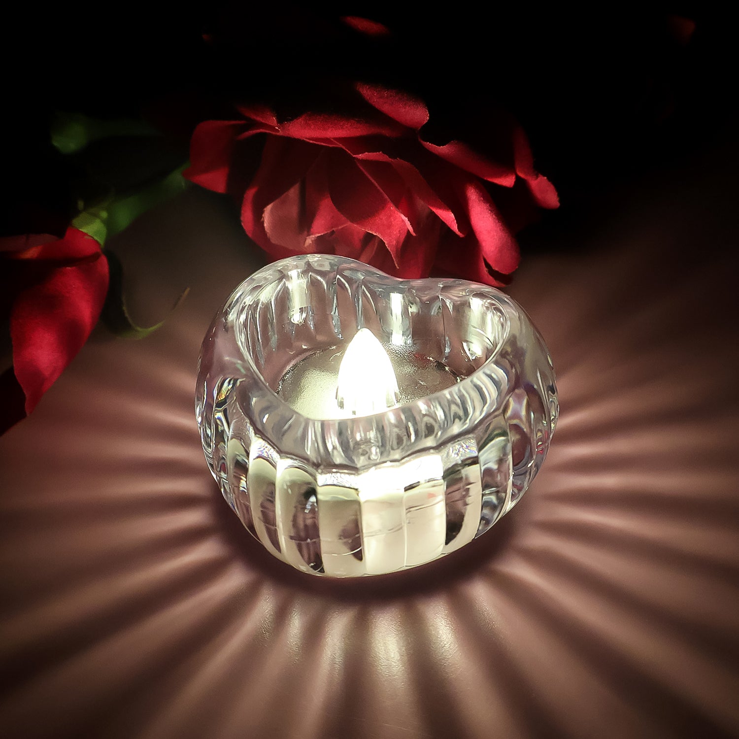 Set of six Wukusy LED crystal tealight candles for flameless, decorative home décor with a shimmering crystal design.