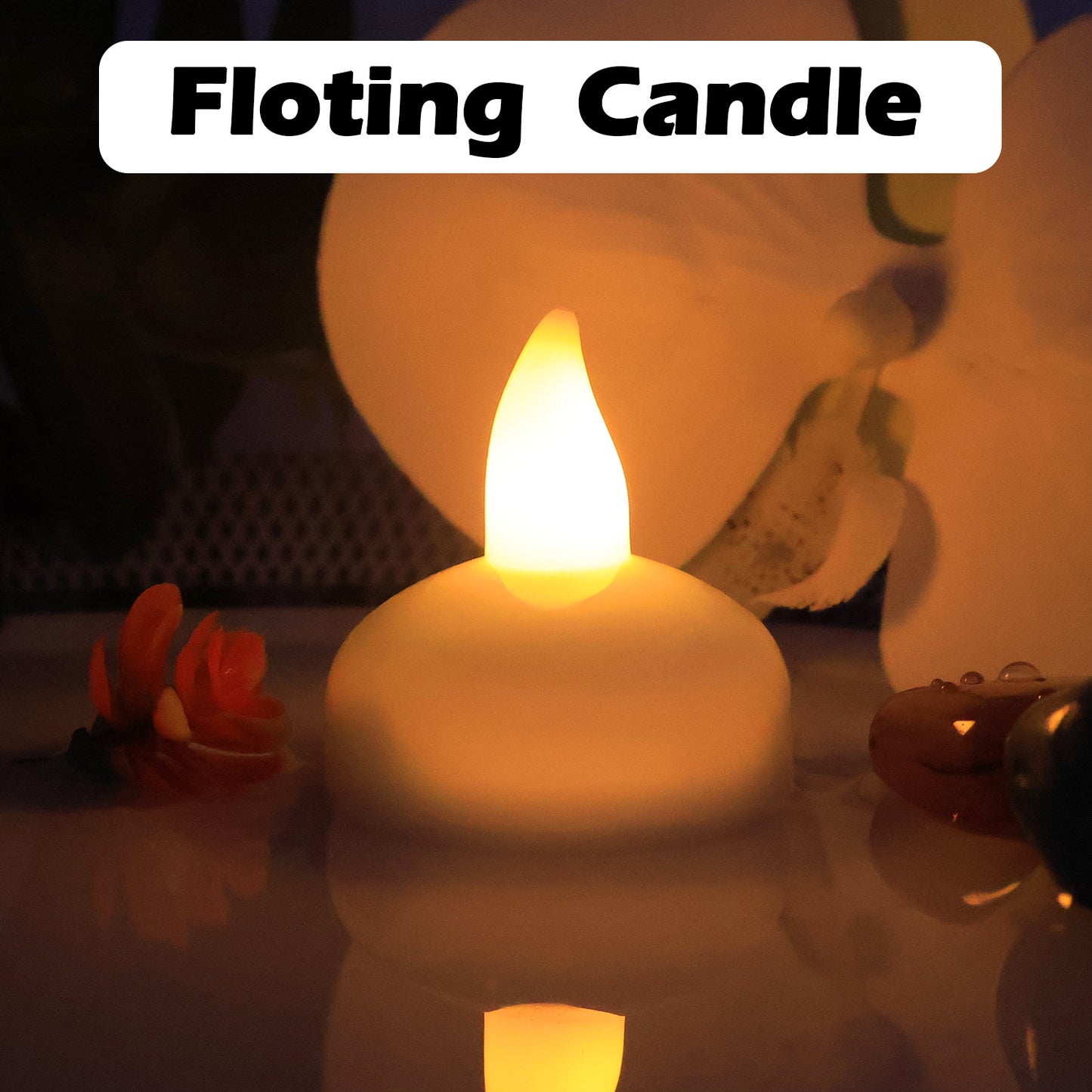Set of 12 Wukusy LED floating smokeless candles for home decor, with warm light and modern design, perfect for ambiance.