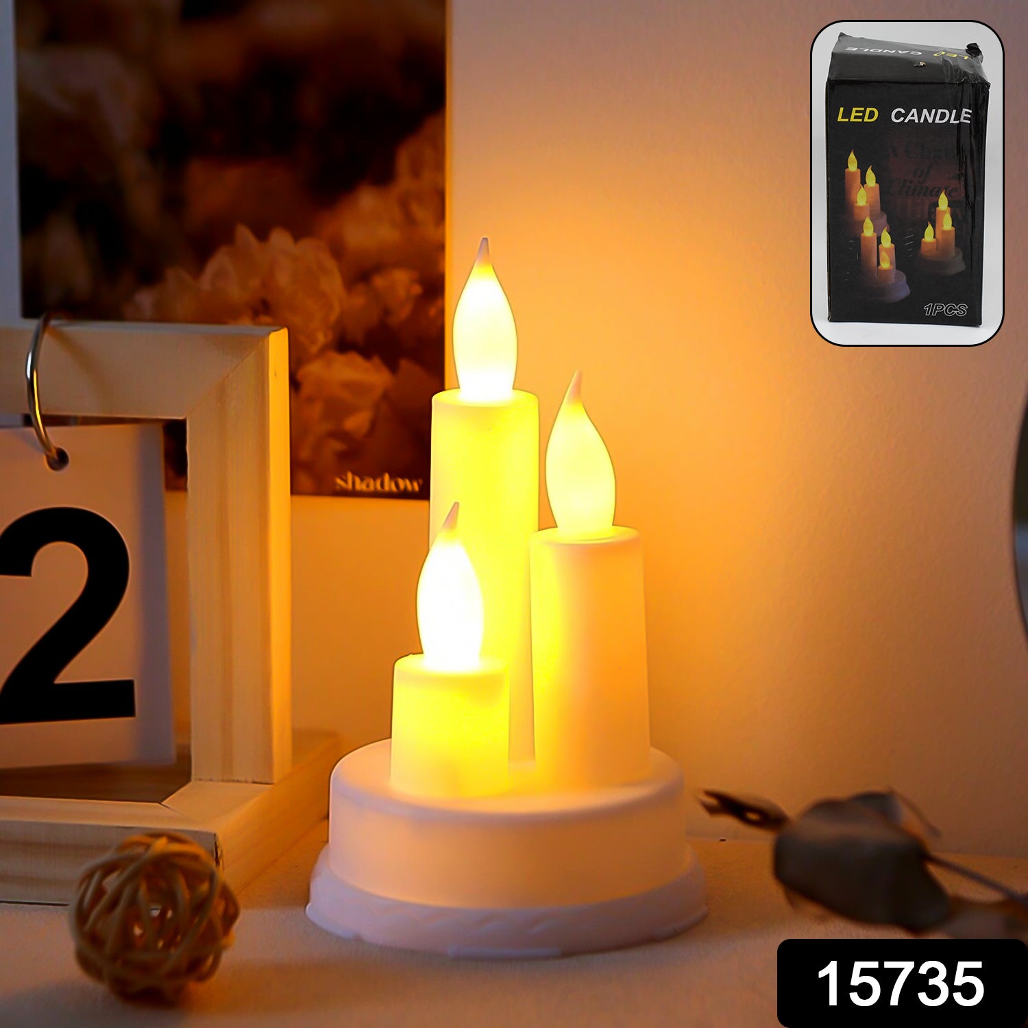 Wukusy LED taper candle, 1-piece, home decor, realistic flickering flame, elegant tall design for ambient lighting.