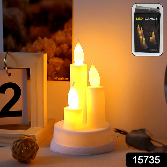 Wukusy LED taper candle, 1-piece, home decor, realistic flickering flame, elegant tall design for ambient lighting.