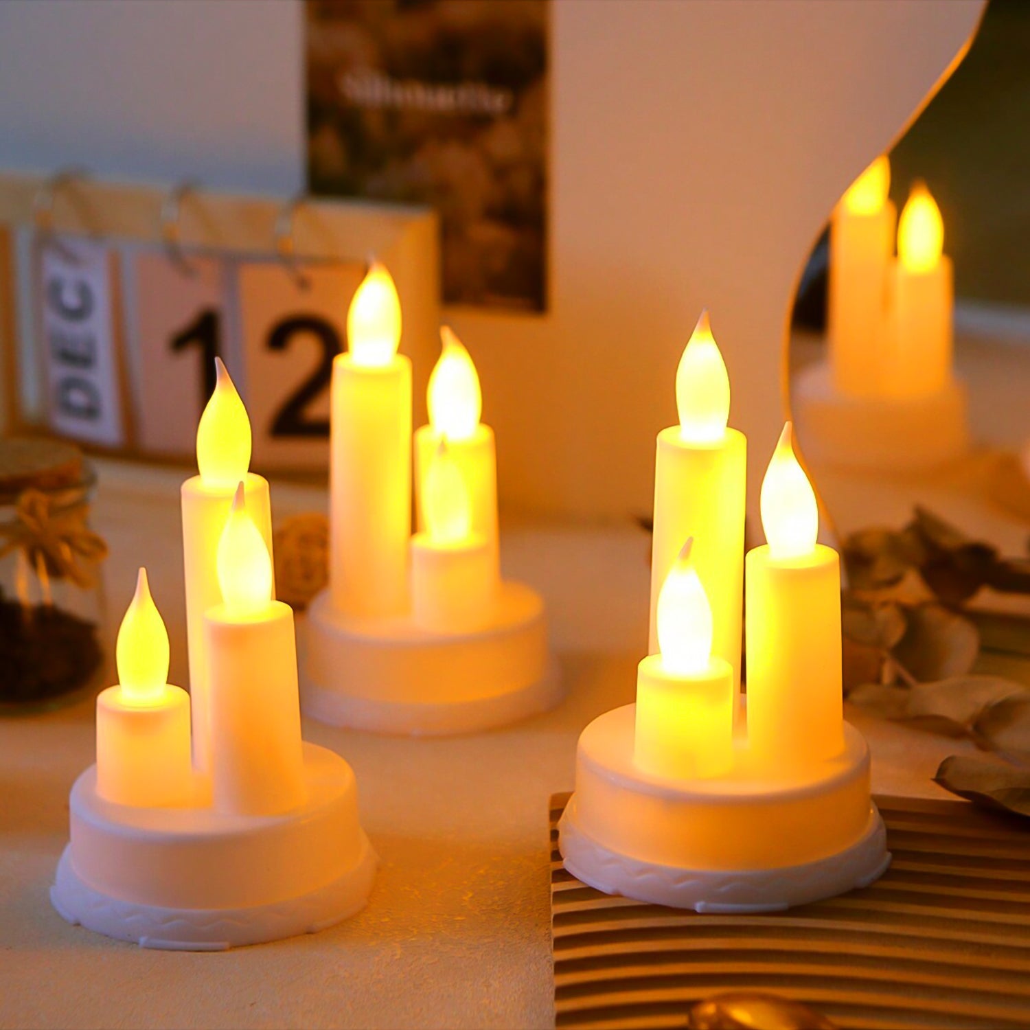 Wukusy LED taper candle for home decor, 1 piece, realistic flickering light, elegant design suitable for candles and decorative displays