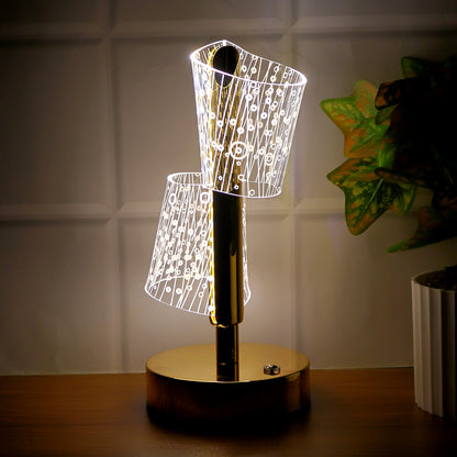 Wukusy luxury crystal LED double shade table lamp for elegant home decor with stylish lighting and intricate crystal details.