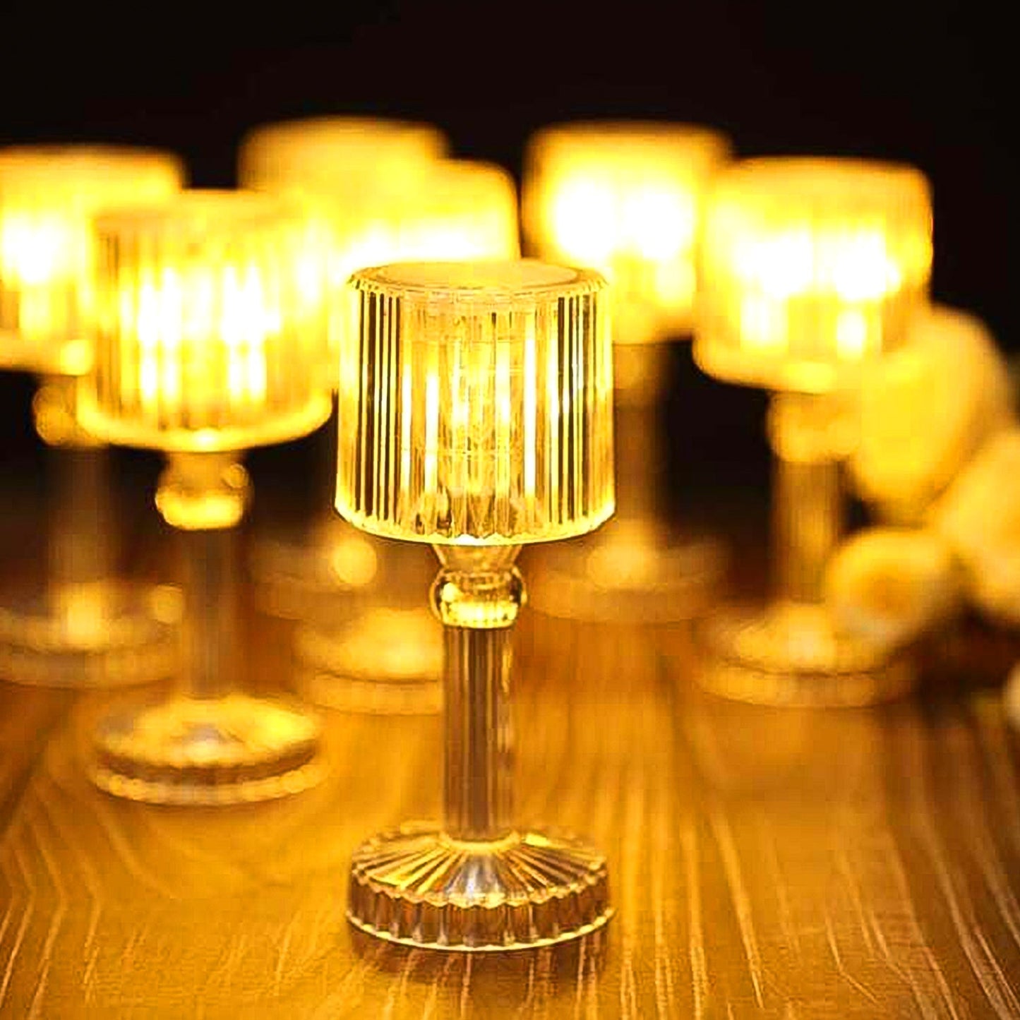 Wukusy mini acrylic LED desk lamp with crystal design, portable small table lamp for home decor, single piece.