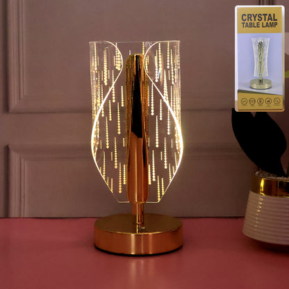 Modern crystal LED table lamp by Wukusy, stylish home decor with a sleek design and illuminated crystal accents.