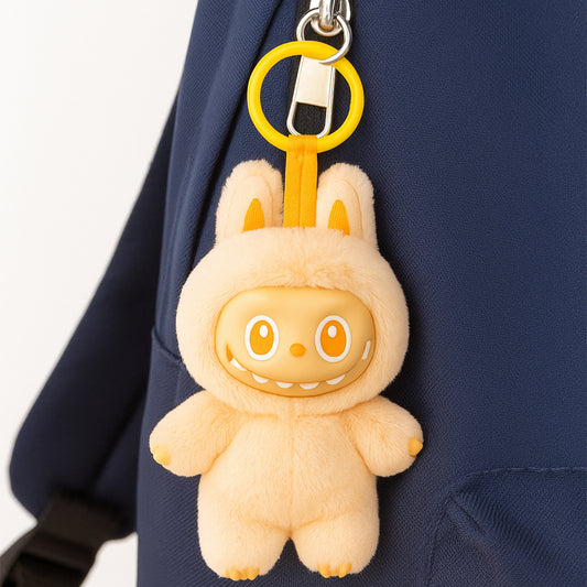 Colorful plush cartoon animal keychain with hook, featuring assorted animal designs, ideal for home decor or accessories.
