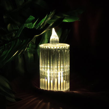 Set of five Wukusy crystal effect LED flameless candle lights for home decor, with warm, flickering glow and elegant design.
