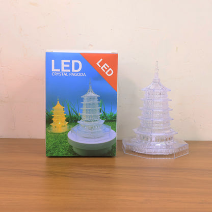 Wukusy premium LED crystal pagoda decorative light for home decor, featuring intricate design and glowing illumination.