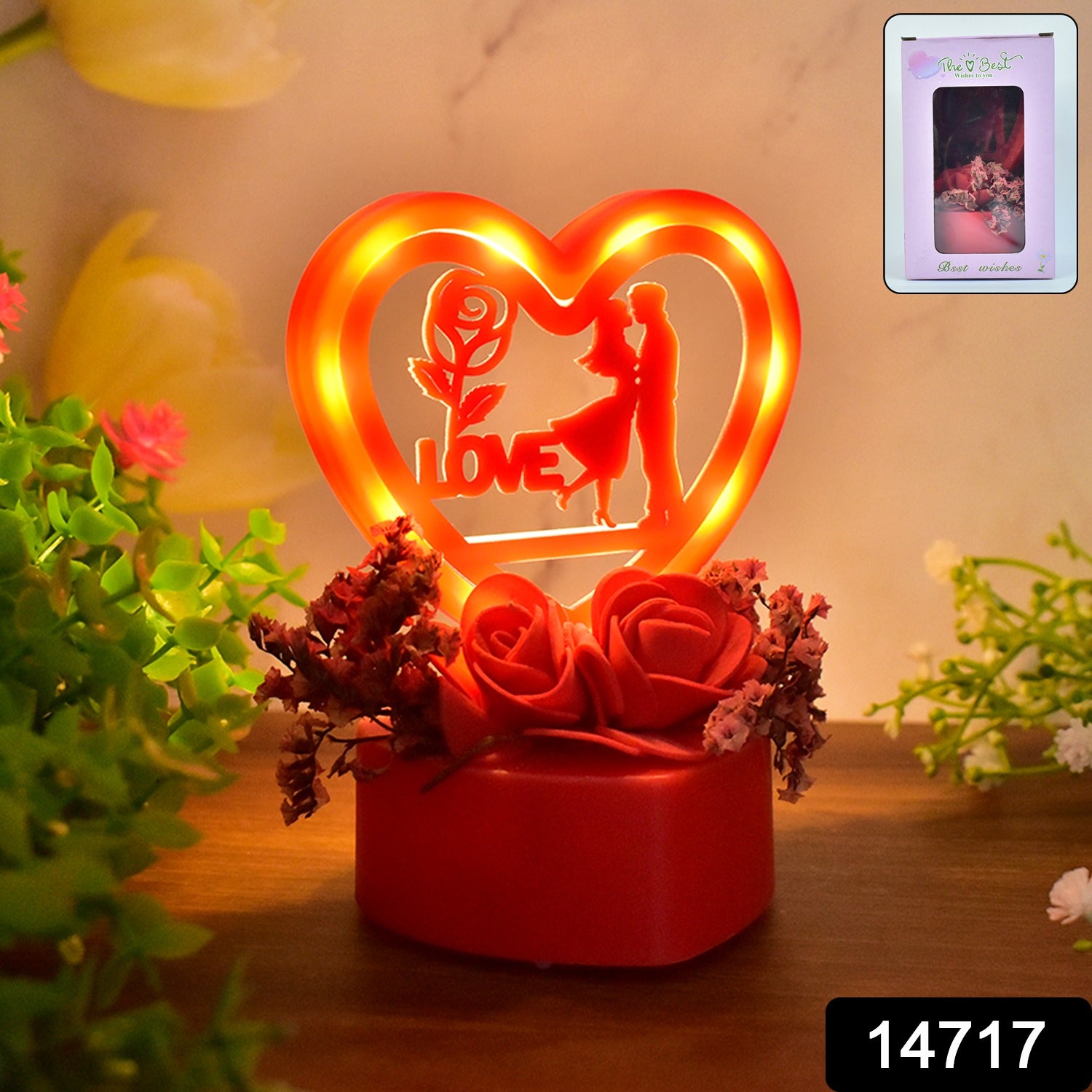 Romantic heart-shaped love couple decorative showpiece with rose base, ideal for home decor by Wukusy.