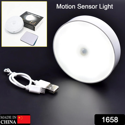 Round shape Wukusy 8 LED motion sensor induction LED light for home decor, featuring a sleek design and automatic lighting.