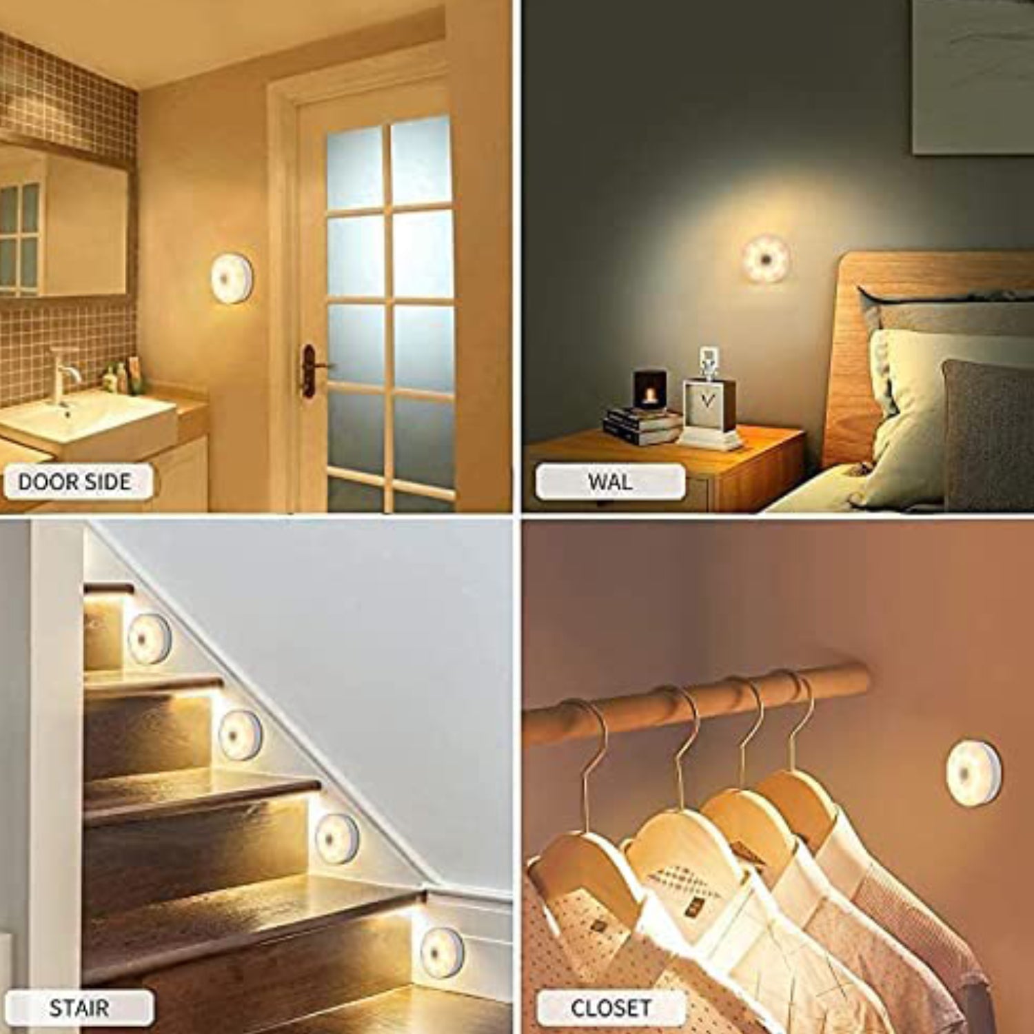 Wukusy round-shaped 8 LED motion sensor induction LED light for home decor, providing energy-efficient illumination.