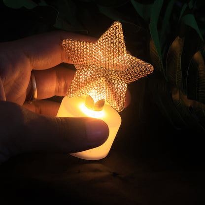 Set of 12 decorative LED star candles by Wukusy, perfect for home decor and ambient lighting.