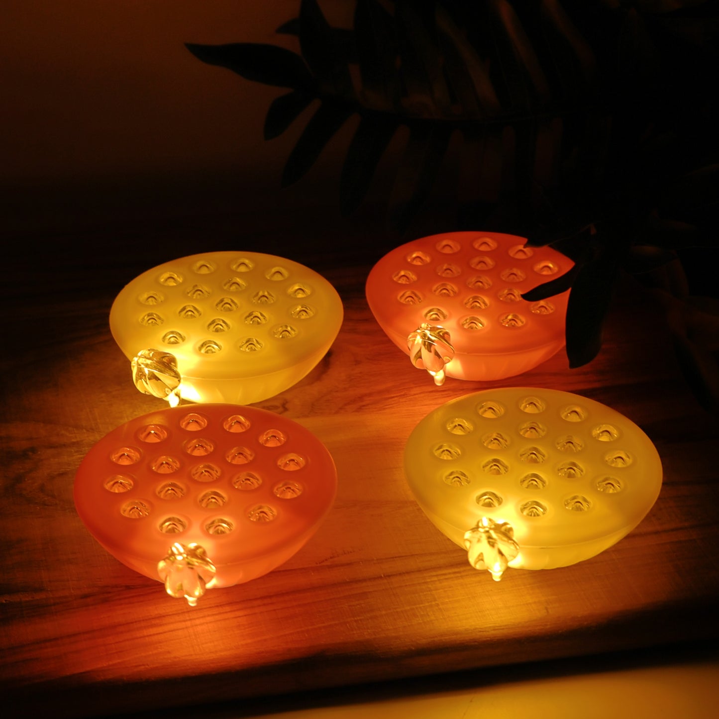 Set of 4 Wukusy Lotus Canopy LED decorative lamps for home decor, featuring elegant floral-inspired lighting designs.