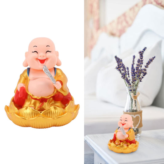 Wukusy solar-powered moving Buddha car ornament for home decor, featuring a serene Buddha figure with spinning solar panel.